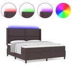 vidaXL Lit à ressorts avec matelas & LED Marron Foncé 180x200 cm Tissu