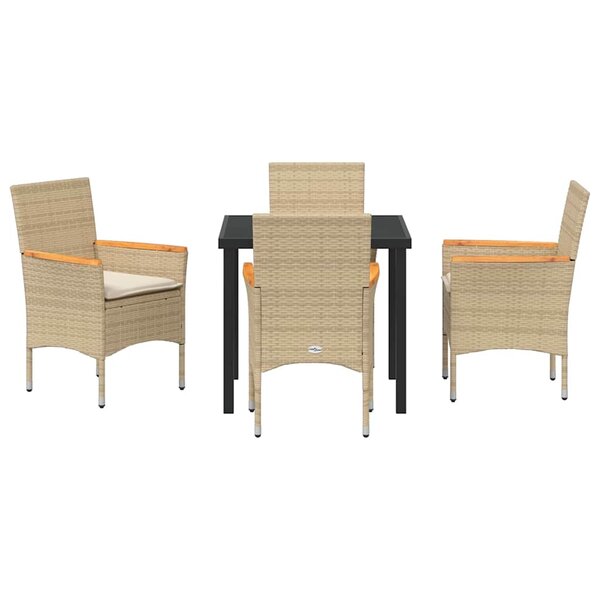 vidaXL Ensemble de salle à manger pour jardin 5 Pièces Beige polyrotin