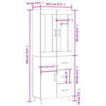 vidaXL Buffet haut Sonoma gris 69 5x34x180 cm Bois d'ingénierie