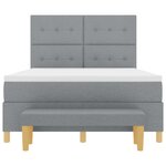 Lit à ressorts vidaXL avec matelas et banc Gris clair 140x190 cm en tissu