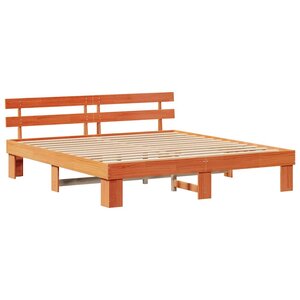vidaXL Cadre de lit avec tête de lit Marron 200 x 200 cm