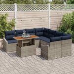 vidaXL Ensemble de canapé de jardin 9 Pièces Gris Poly rotin