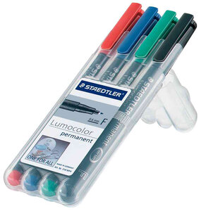 Etui de 4 marqueurs LUMOCOLOR permanents 318F 0 6 mm Assortis STAEDTLER