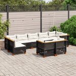 vidaXL Salon de jardin 9 Pièces avec coussins noir résine tressée