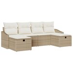 vidaXL Ensemble de canapé de jardin 6 pièces avec coussins beige en poly rotin