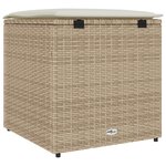 vidaXL Boîte de Rangement Beige et crème Effet rotin  coussin en polyester