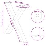 vidaXL Pieds de table à manger en forme de X  2 pièces  noir  90 x (72-73) cm  acier