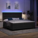 vidaXL Lit à ressort LED avec matelas Noir 200 x 200 cm Velours