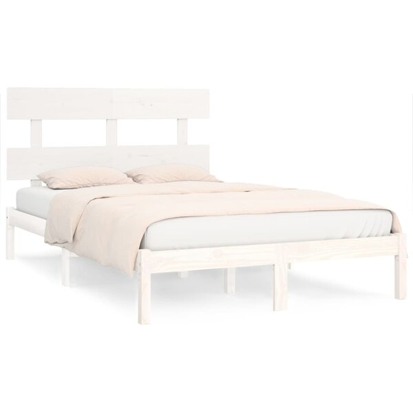 vidaXL Cadre de lit sans matelas blanc 200x200 cm bois massif
