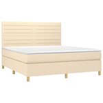vidaXL Sommier à lattes de lit et matelas et LED Crème 160x200cm Tissu