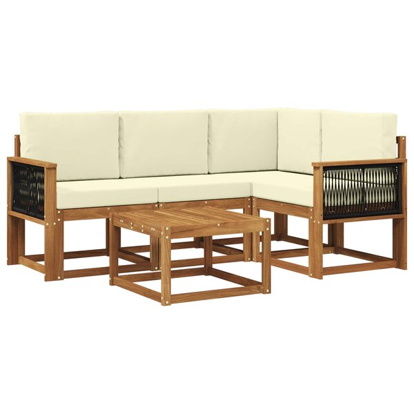 vidaXL Ensemble de canapés d'extérieur 5 pc Naturel et Crème Polyester