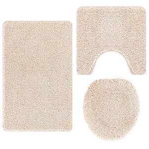 vidaXL Ensemble de tapis de bain antidérapants 3 Pièces Crème PP