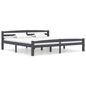 vidaXL Cadre de lit Gris foncé Bois de pin massif 200x200 cm