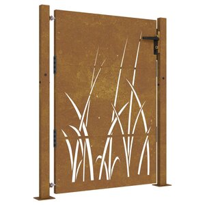 vidaXL Portail de jardin 105x155 cm acier corten conception d'herbe