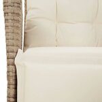 vidaXL Ensemble à manger de jardin et coussins 3 Pièces Beige poly rotin