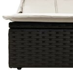 vidaXL Chaise longue double et auvent et coussins noir résine tressée