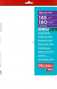 Pack 180 Cartes Visite Blanc 185G.85X54