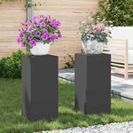 vidaXL Supports pour plantes 2 Pièces Noir 24 x 24 x 55 cm Acier
