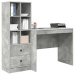 vidaXL Bureau avec tiroir 2 Pièces Gris béton