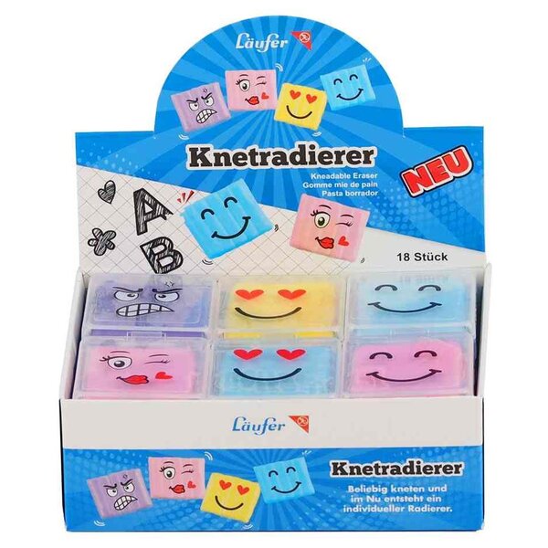 Gomme souple visages  en présentoir de 18 LÄUFER
