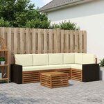 vidaXL Ensemble de canapé d'angle avec coussin 6 Pièces Naturel et Crème