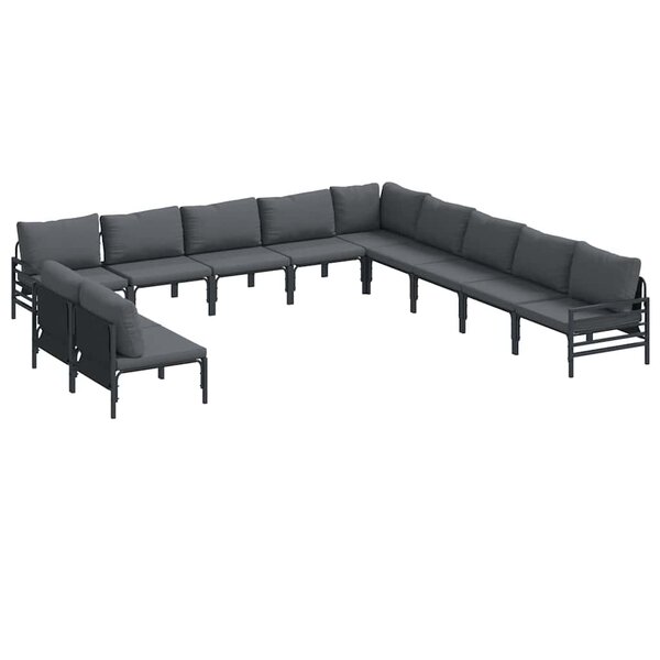 vidaXL Ensemble de canapé de jardin 11 Pièces Anthracite Acier