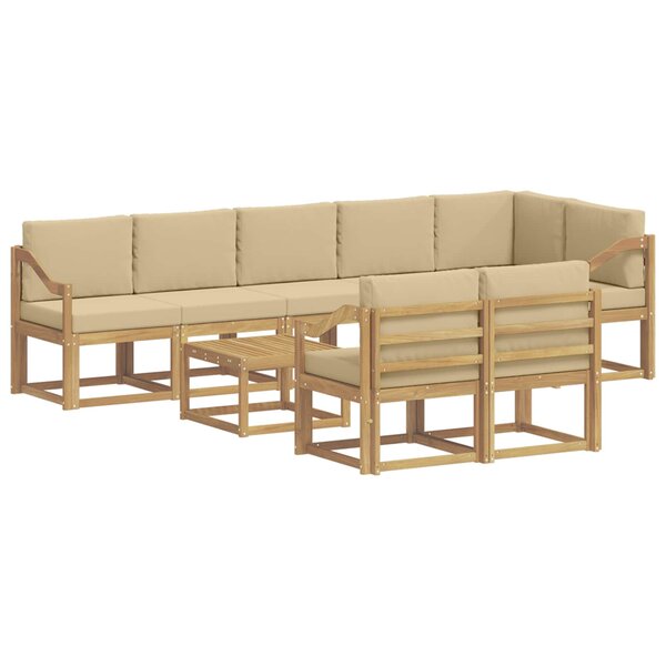 vidaXL Ensemble de canapés d'extérieur 9 pc Blanc et Beige Polyester