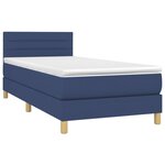 vidaXL Sommier à lattes de lit avec matelas Bleu 90x200 cm Tissu