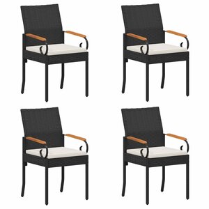 vidaXL Chaises de jardin avec coussin 4 Pièces Noir et blanc crème