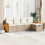 vidaXL Salon de jardin avec coussins 5 Pièces beige résine tressée