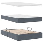 vidaXL Lit de rangement LED avec matelas Gris foncé 120 x 200 cm