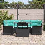 vidaXL Ensemble de canapé de jardin 7 Pièces Noir Poly Rattan