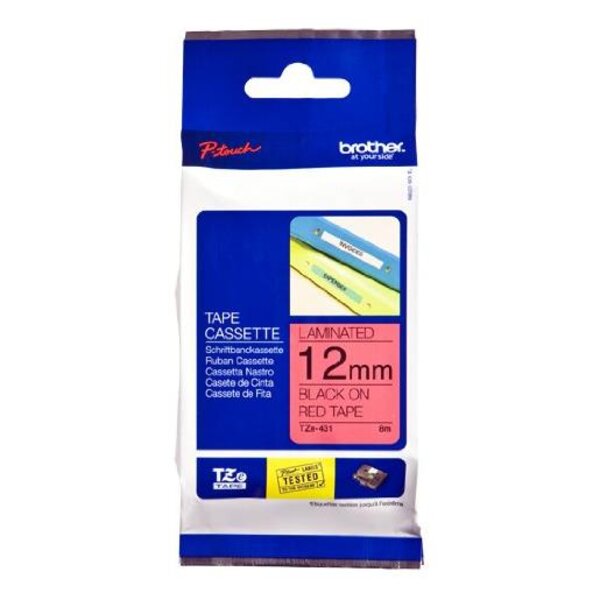 Rruban tze-431 largeur: 12 mm  noir / rouge brother