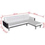 vidaXL Canapé-lit en forme de L similicuir blanc