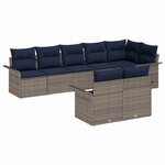 vidaXL Ensemble de canapé de jardin avec coussin 8 Pièces Gris Poly rotin