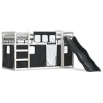 vidaXL Lit superposé sans matelas avec toboggan blanc noir 90x200 cm