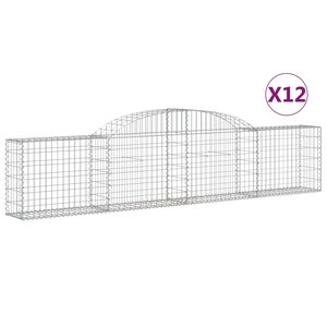 vidaXL Paniers à gabions arqués 12 Pièces 300x30x60/80 cm Fer galvanisé