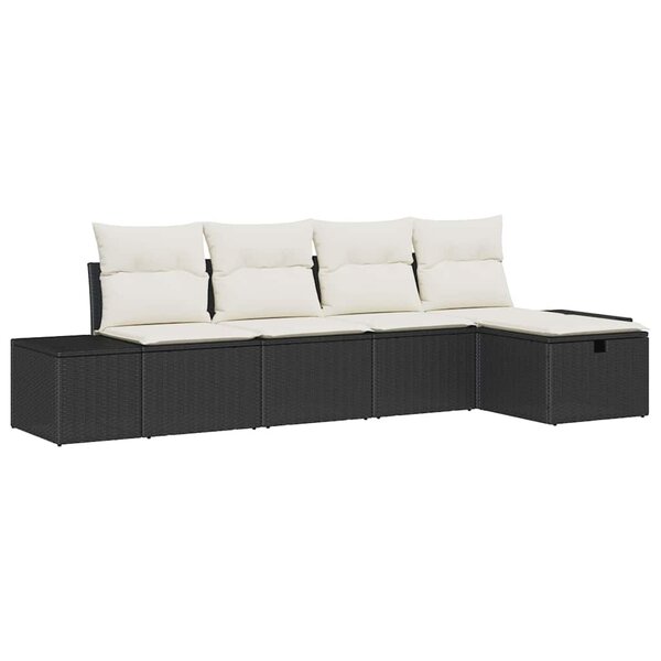 vidaXL Ensemble de canapé de jardin 5 Pièces Noir 55 x 62 x 69 cm