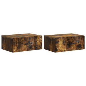 vidaXL Cabinet de chevet mural 2 pc Chêne fumé 49 x 34 5 x 20 cm