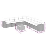 vidaXL Salon de jardin 10 Pièces avec coussins gris résine tressée