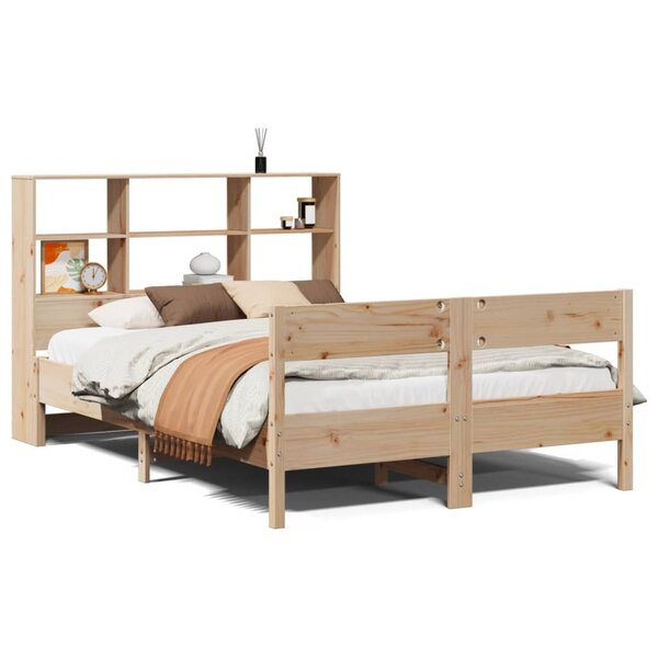 vidaXL Lit bibliothèque sans matelas 150x200 cm bois massif de pin