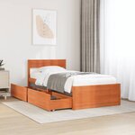 vidaXL Cadre de lit sans matelas cire marron 90x200 cm bois pin massif