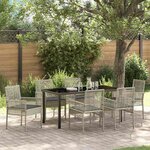 vidaXL Ensemble de salle à manger 7 pièces avec coussins gris clair en poly rattan
