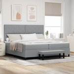 vidaXL Lit à ressorts avec matelas Gris clair 200 x 200 cm tissu