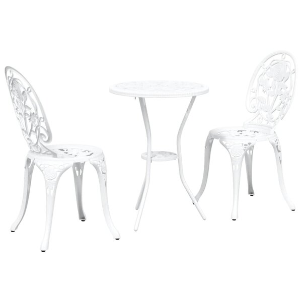 vidaXL Ensemble bistro de jardin 3 Pièces Blanc Aluminium
