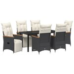 vidaXL Ensemble de salle à manger de jardin de 7 pièces avec coussins Rattan Poly Noir