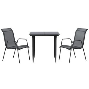 vidaXL Ensemble à manger de jardin 3 Pièces noir textilène et acier