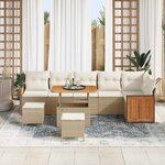 vidaXL Ensemble de canapé de jardin avec coussin 9 Pièces Beige et crème