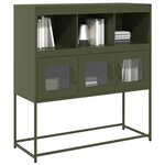 vidaXL Buffet vert olive 100 5x39x107 cm acier laminé à froid