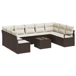 vidaXL Ensemble de canapé de jardin 10 Pièces Marron et Crème